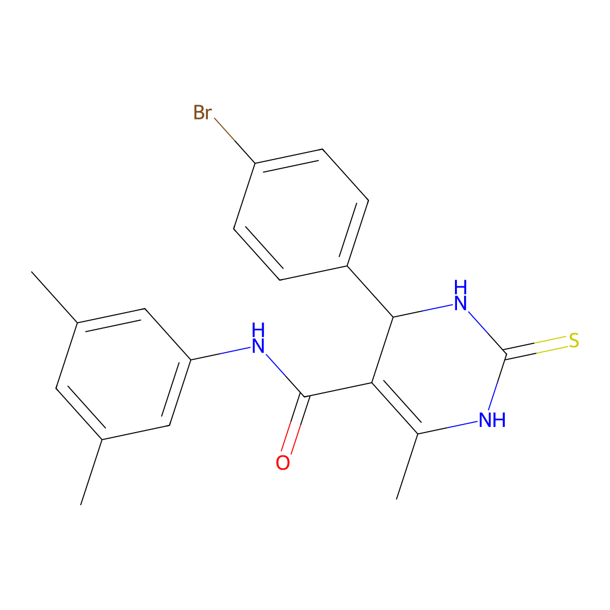 4-(4-bromophenyl)-N-(3,5-dimethylphenyl)-6-methyl-2-sulfanylidene-3,4-dihydro-1H-pyrimidine-5-carboxamide molecular structure, CAS 537679-66-6