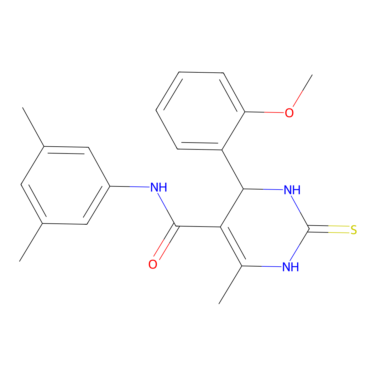 N-(3,5-dimethylphenyl)-4-(2-methoxyphenyl)-6-methyl-2-sulfanylidene-3,4-dihydro-1H-pyrimidine-5-carboxamide molecular structure, CAS 537679-70-2