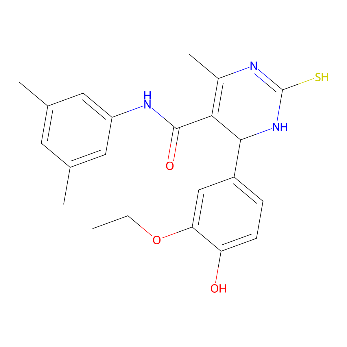 N-(3,5-dimethylphenyl)-4-(3-ethoxy-4-hydroxyphenyl)-6-methyl-2-thioxo-1,2,3,4-tetrahydropyrimidine-5-carboxamide molecular structure, CAS 537679-75-7