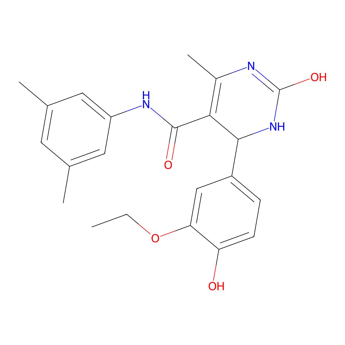 N-(3,5-dimethylphenyl)-4-(3-ethoxy-4-hydroxyphenyl)-6-methyl-2-oxo-1,2,3,4-tetrahydropyrimidine-5-carboxamide molecular structure, CAS 537679-76-8