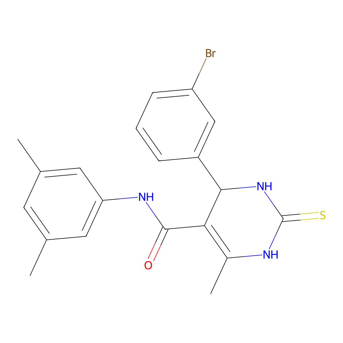 4-(3-bromophenyl)-N-(3,5-dimethylphenyl)-6-methyl-2-thioxo-1,2,3,4-tetrahydropyrimidine-5-carboxamide molecular structure, CAS 537679-83-7