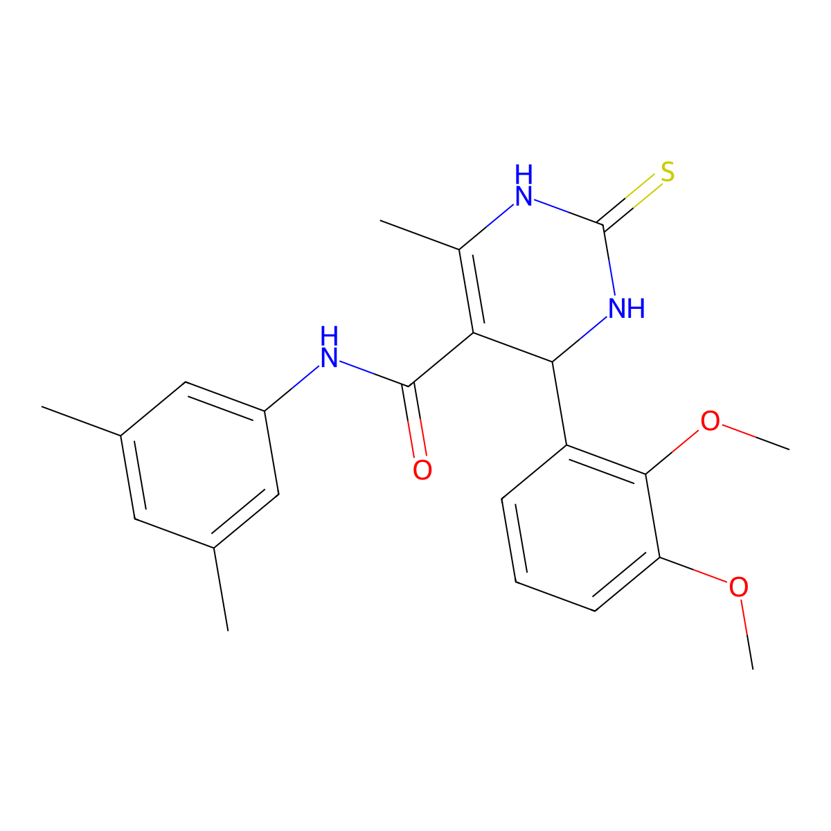 4-(2,3-dimethoxyphenyl)-N-(3,5-dimethylphenyl)-6-methyl-2-sulfanylidene-1,2,3,4-tetrahydropyrimidine-5-carboxamide molecular structure, CAS 537679-93-9