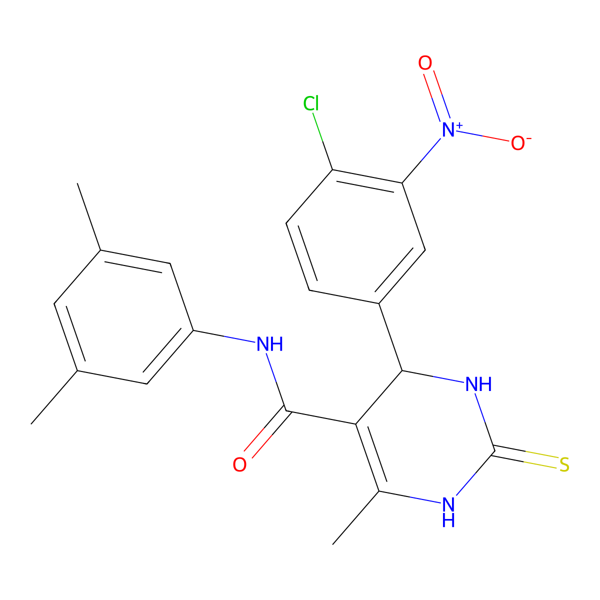 4-(4-chloro-3-nitrophenyl)-N-(3,5-dimethylphenyl)-6-methyl-2-thioxo-1,2,3,4-tetrahydropyrimidine-5-carboxamide molecular structure, CAS 537679-95-1