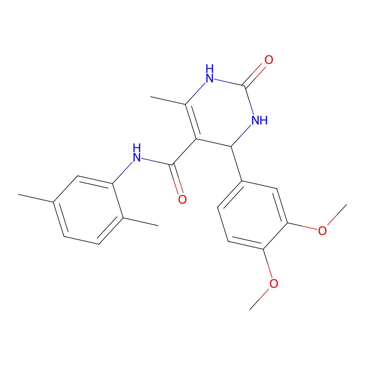 4-(3,4-dimethoxyphenyl)-N-(2,5-dimethylphenyl)-6-methyl-2-oxo-1,2,3,4-tetrahydropyrimidine-5-carboxamide molecular structure, CAS 537679-98-4