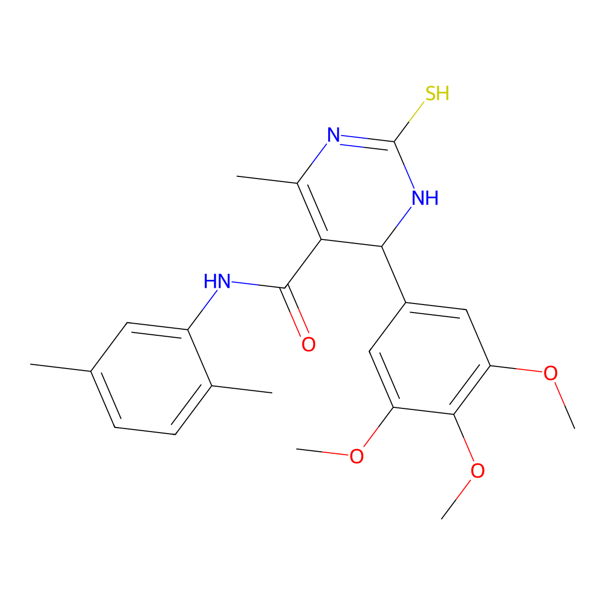 N-(2,5-dimethylphenyl)-6-methyl-2-thioxo-4-(3,4,5-trimethoxyphenyl)-1,2,3,4-tetrahydropyrimidine-5-carboxamide molecular structure, CAS 537680-03-8