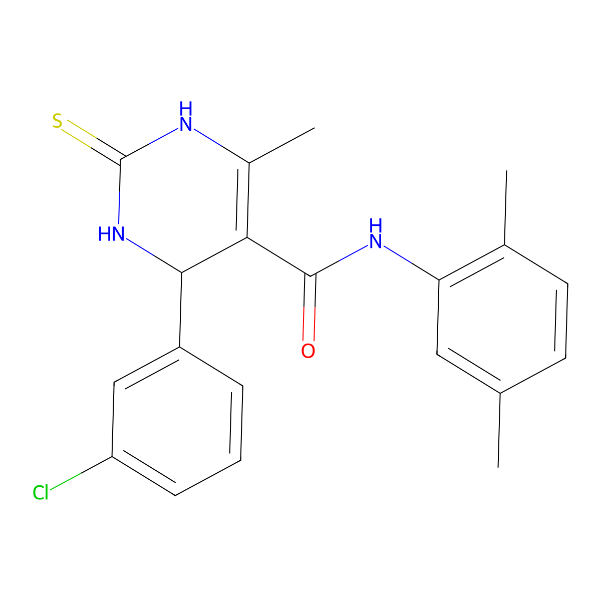 4-(3-chlorophenyl)-N-(2,5-dimethylphenyl)-6-methyl-2-sulfanylidene-3,4-dihydro-1H-pyrimidine-5-carboxamide molecular structure, CAS 537680-10-7