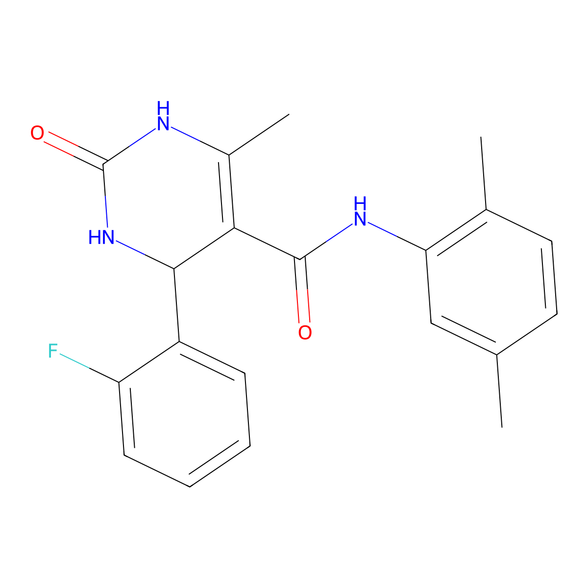 N-(2,5-dimethylphenyl)-4-(2-fluorophenyl)-6-methyl-2-oxo-1,2,3,4-tetrahydropyrimidine-5-carboxamide molecular structure, CAS 537680-11-8