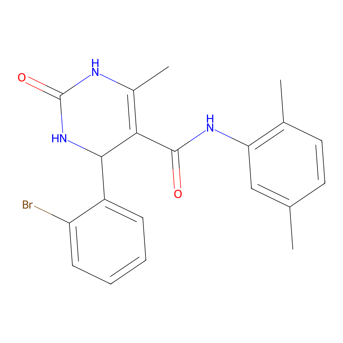 4-(2-bromophenyl)-N-(2,5-dimethylphenyl)-6-methyl-2-oxo-1,2,3,4-tetrahydropyrimidine-5-carboxamide molecular structure, CAS 537680-19-6