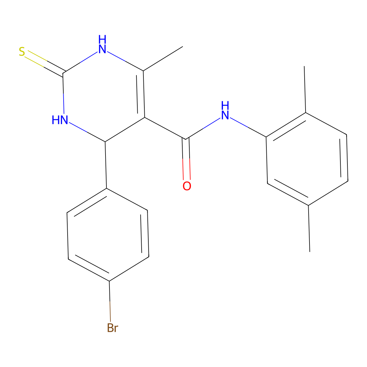 4-(4-bromophenyl)-N-(2,5-dimethylphenyl)-6-methyl-2-thioxo-1,2,3,4-tetrahydropyrimidine-5-carboxamide molecular structure, CAS 537680-24-3
