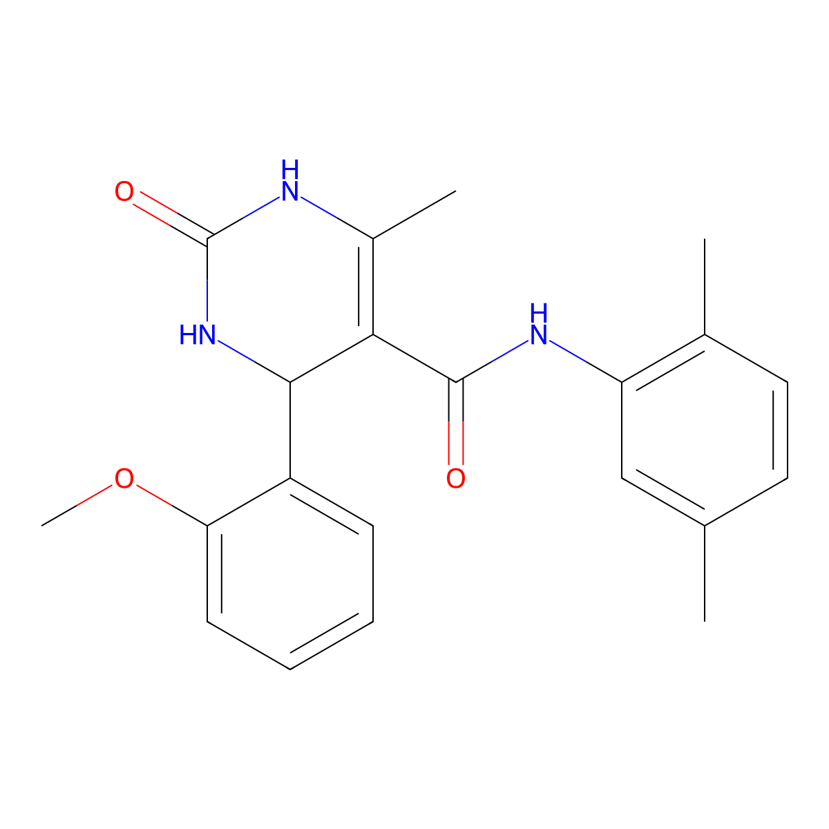 N-(2,5-dimethylphenyl)-4-(2-methoxyphenyl)-6-methyl-2-oxo-1,2,3,4-tetrahydropyrimidine-5-carboxamide molecular structure, CAS 537680-27-6