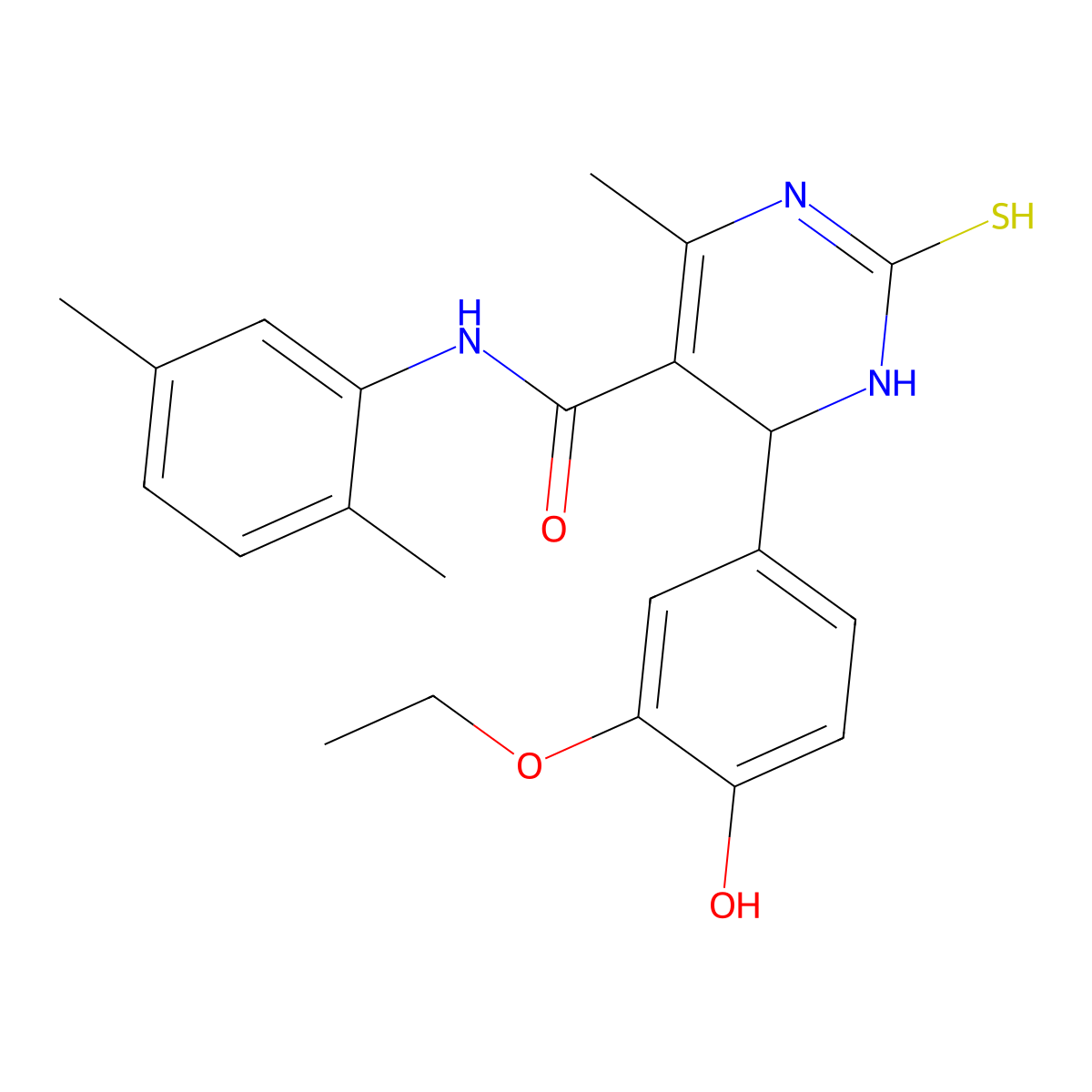 N-(2,5-dimethylphenyl)-4-(3-ethoxy-4-hydroxyphenyl)-6-methyl-2-thioxo-1,2,3,4-tetrahydropyrimidine-5-carboxamide molecular structure, CAS 537680-33-4