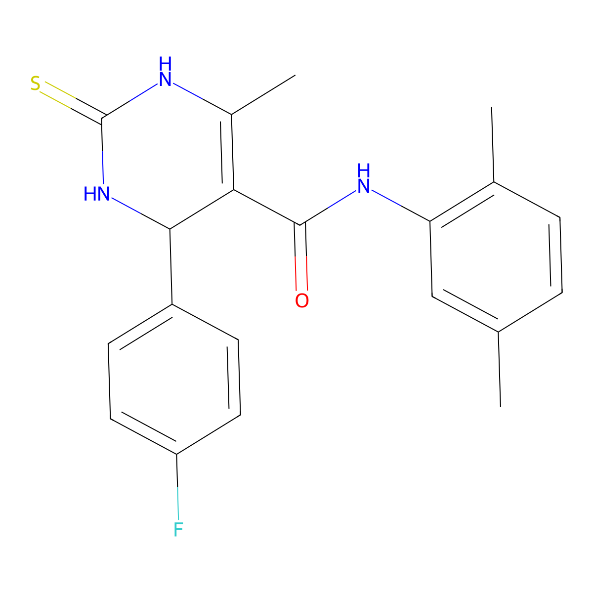 N-(2,5-dimethylphenyl)-4-(4-fluorophenyl)-6-methyl-2-sulfanylidene-3,4-dihydro-1H-pyrimidine-5-carboxamide molecular structure, CAS 537680-39-0