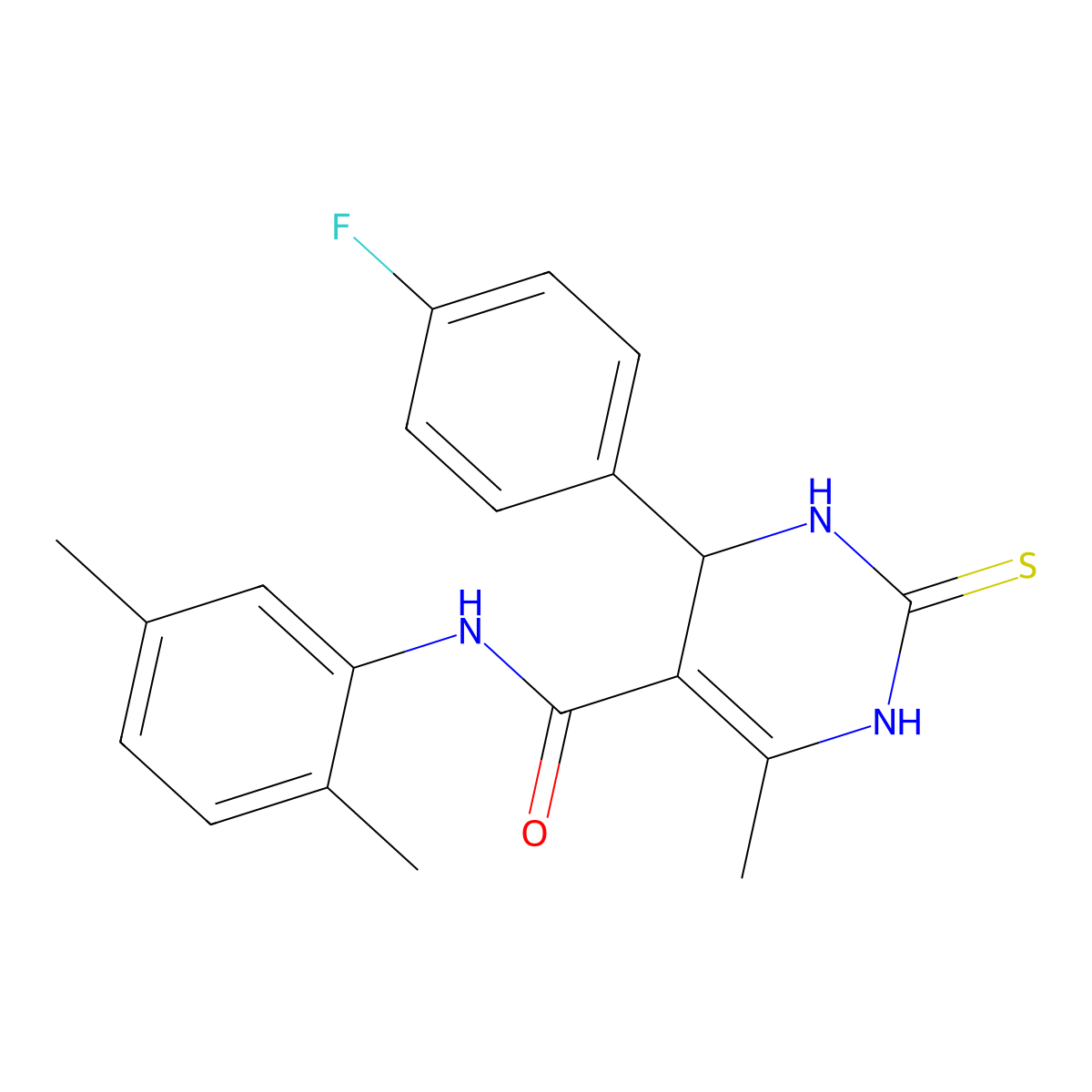 N-(2,5-dimethylphenyl)-4-(4-fluorophenyl)-6-methyl-2-sulfanylidene-3,4-dihydro-1H-pyrimidine-5-carboxamide molecular structure, CAS 537680-39-0
