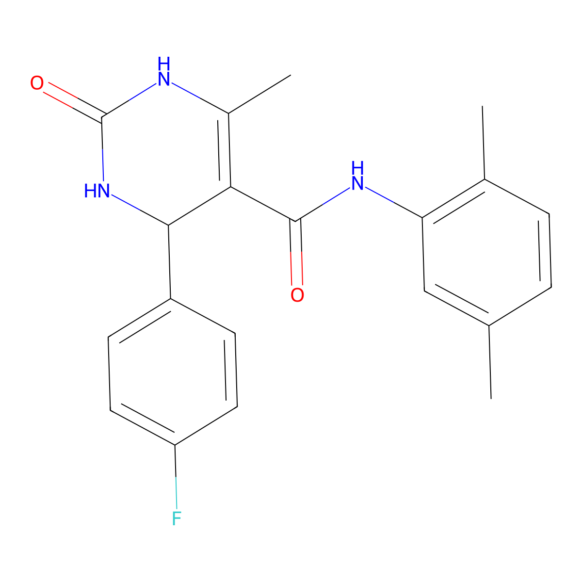 N-(2,5-dimethylphenyl)-4-(4-fluorophenyl)-6-methyl-2-oxo-1,2,3,4-tetrahydropyrimidine-5-carboxamide molecular structure, CAS 537680-40-3