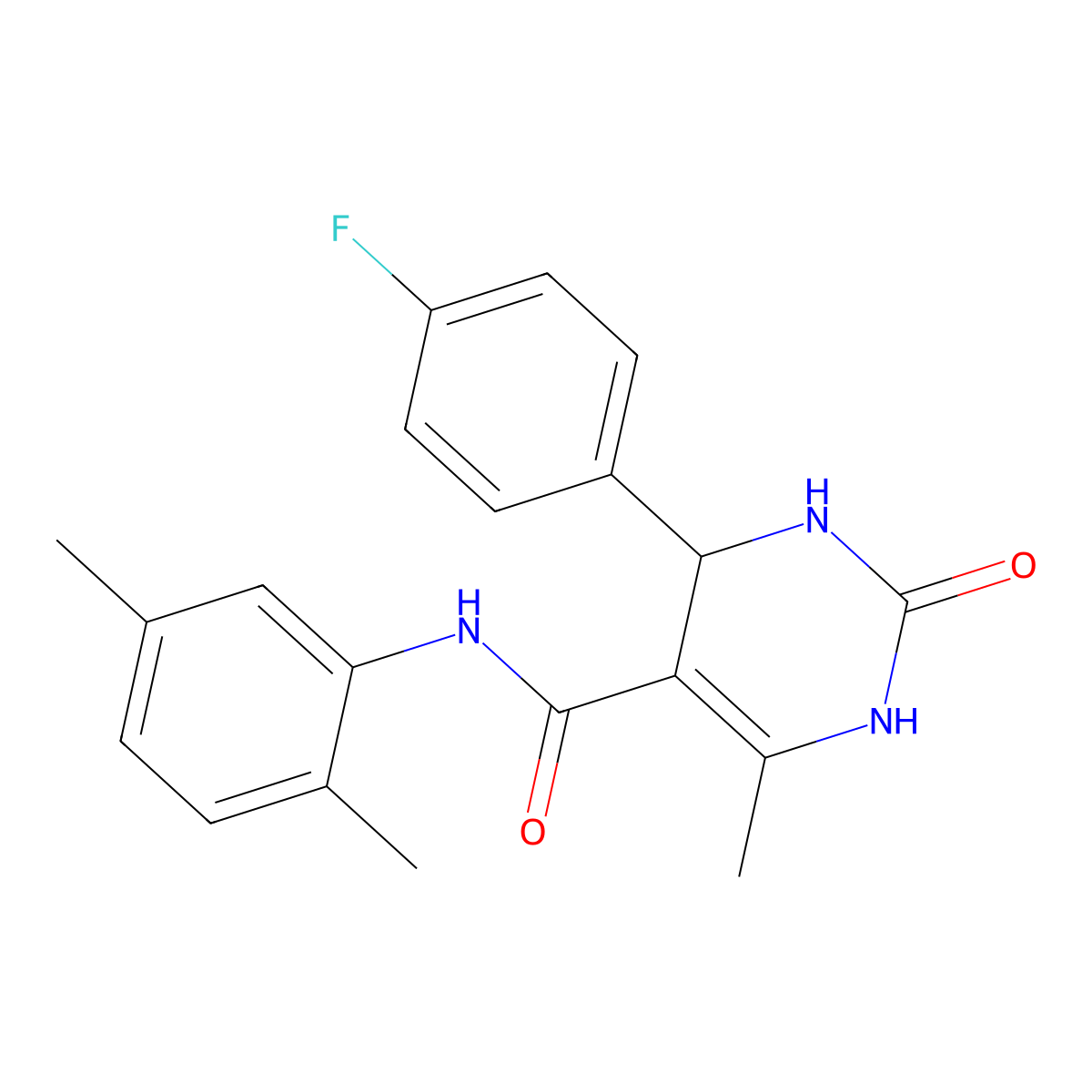 N-(2,5-dimethylphenyl)-4-(4-fluorophenyl)-6-methyl-2-oxo-1,2,3,4-tetrahydropyrimidine-5-carboxamide molecular structure, CAS 537680-40-3