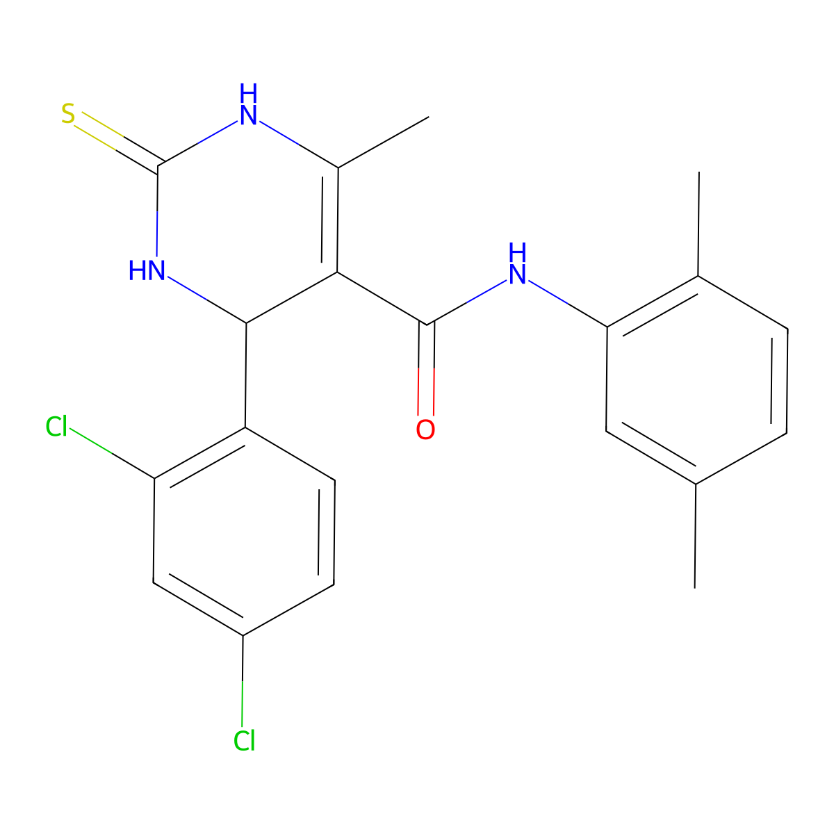 4-(2,4-dichlorophenyl)-N-(2,5-dimethylphenyl)-6-methyl-2-thioxo-1,2,3,4-tetrahydropyrimidine-5-carboxamide molecular structure, CAS 537680-43-6