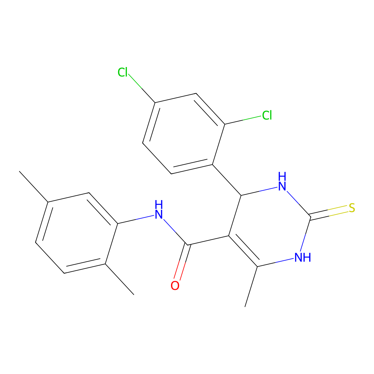 4-(2,4-dichlorophenyl)-N-(2,5-dimethylphenyl)-6-methyl-2-thioxo-1,2,3,4-tetrahydropyrimidine-5-carboxamide molecular structure, CAS 537680-43-6