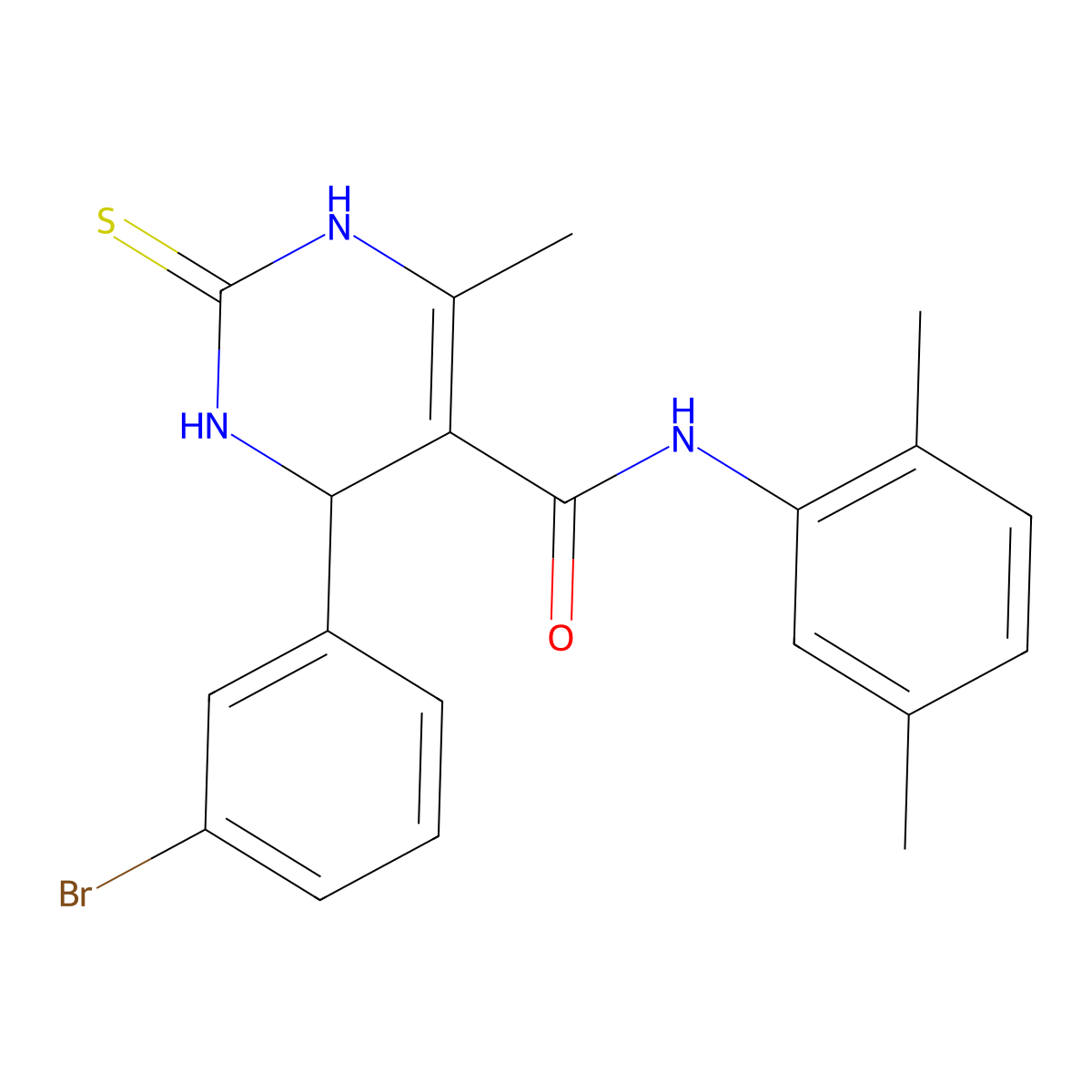 4-(3-bromophenyl)-N-(2,5-dimethylphenyl)-6-methyl-2-sulfanylidene-3,4-dihydro-1H-pyrimidine-5-carboxamide molecular structure, CAS 537680-45-8