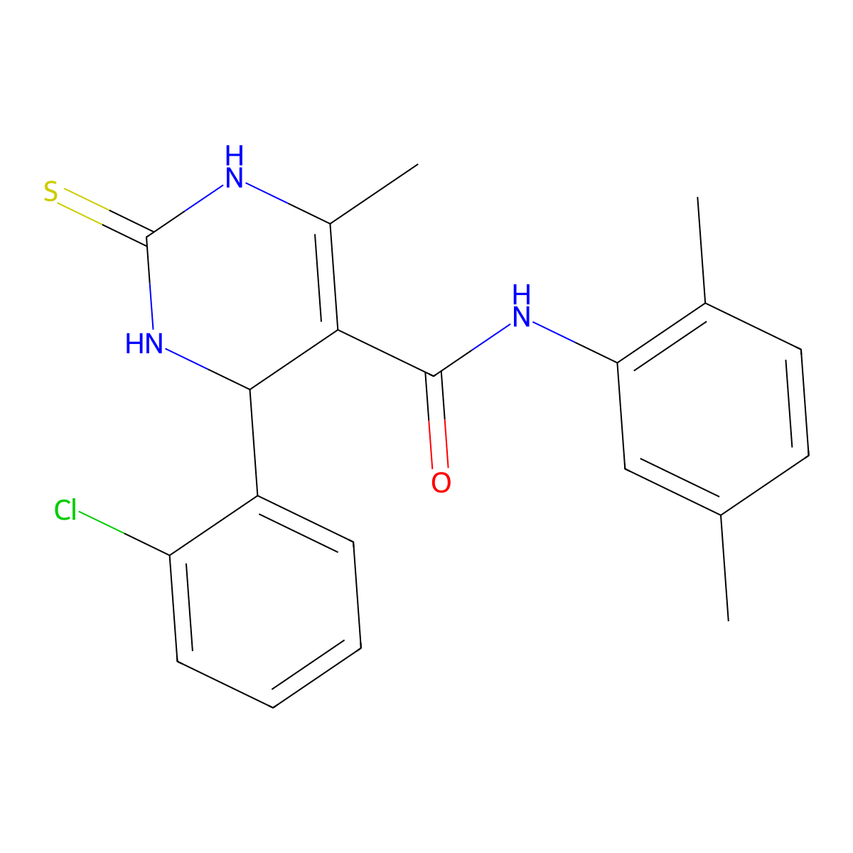 4-(2-chlorophenyl)-N-(2,5-dimethylphenyl)-6-methyl-2-thioxo-1,2,3,4-tetrahydropyrimidine-5-carboxamide molecular structure, CAS 537680-47-0