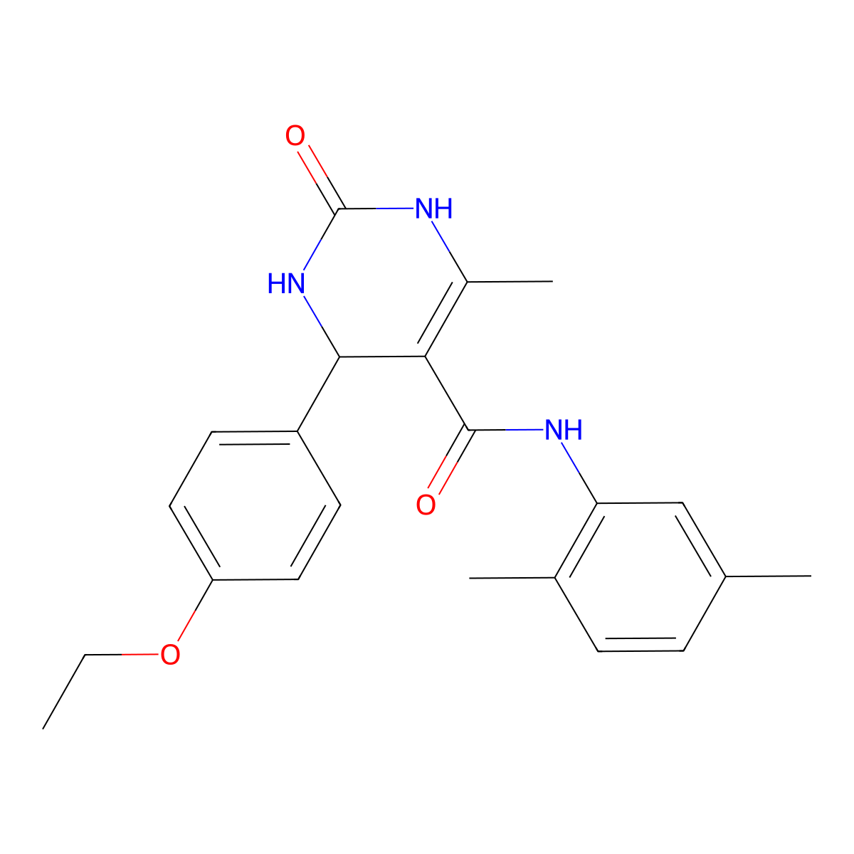 N-(2,5-dimethylphenyl)-4-(4-ethoxyphenyl)-6-methyl-2-oxo-1,2,3,4-tetrahydropyrimidine-5-carboxamide molecular structure, CAS 537680-55-0