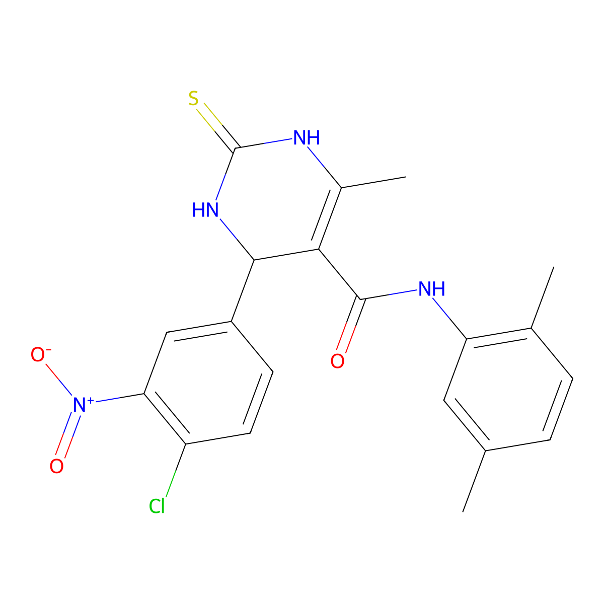 4-(4-chloro-3-nitrophenyl)-N-(2,5-dimethylphenyl)-6-methyl-2-thioxo-1,2,3,4-tetrahydropyrimidine-5-carboxamide molecular structure, CAS 537680-61-8