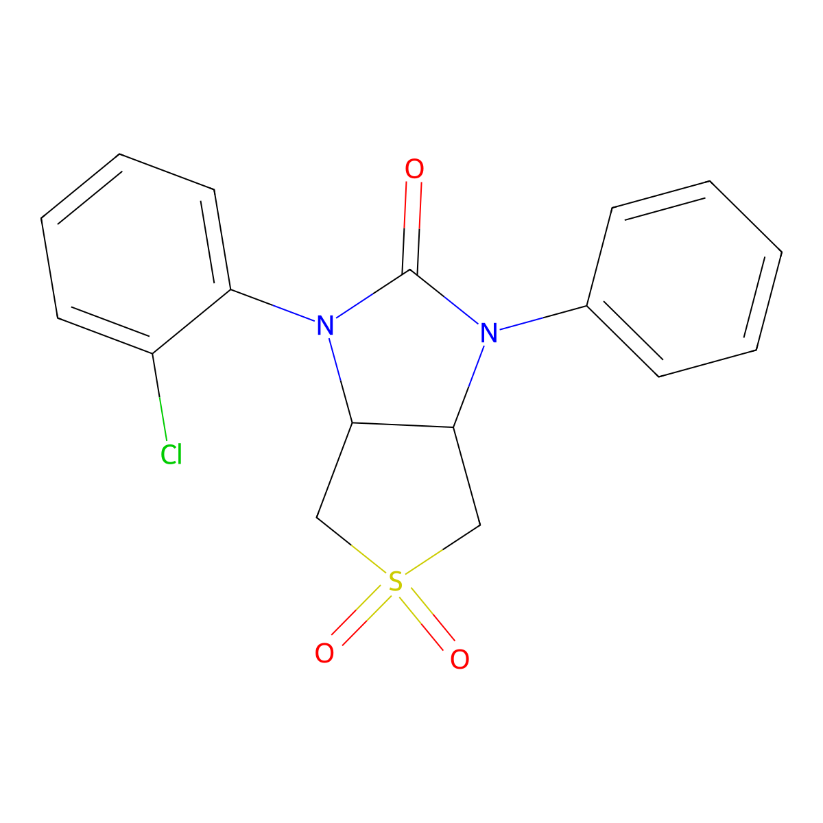 1-(2-chlorophenyl)-3-phenyltetrahydro-1H-thieno[3,4-d]imidazol-2(3H)-one 5,5-dioxide molecular structure, CAS 537680-82-3