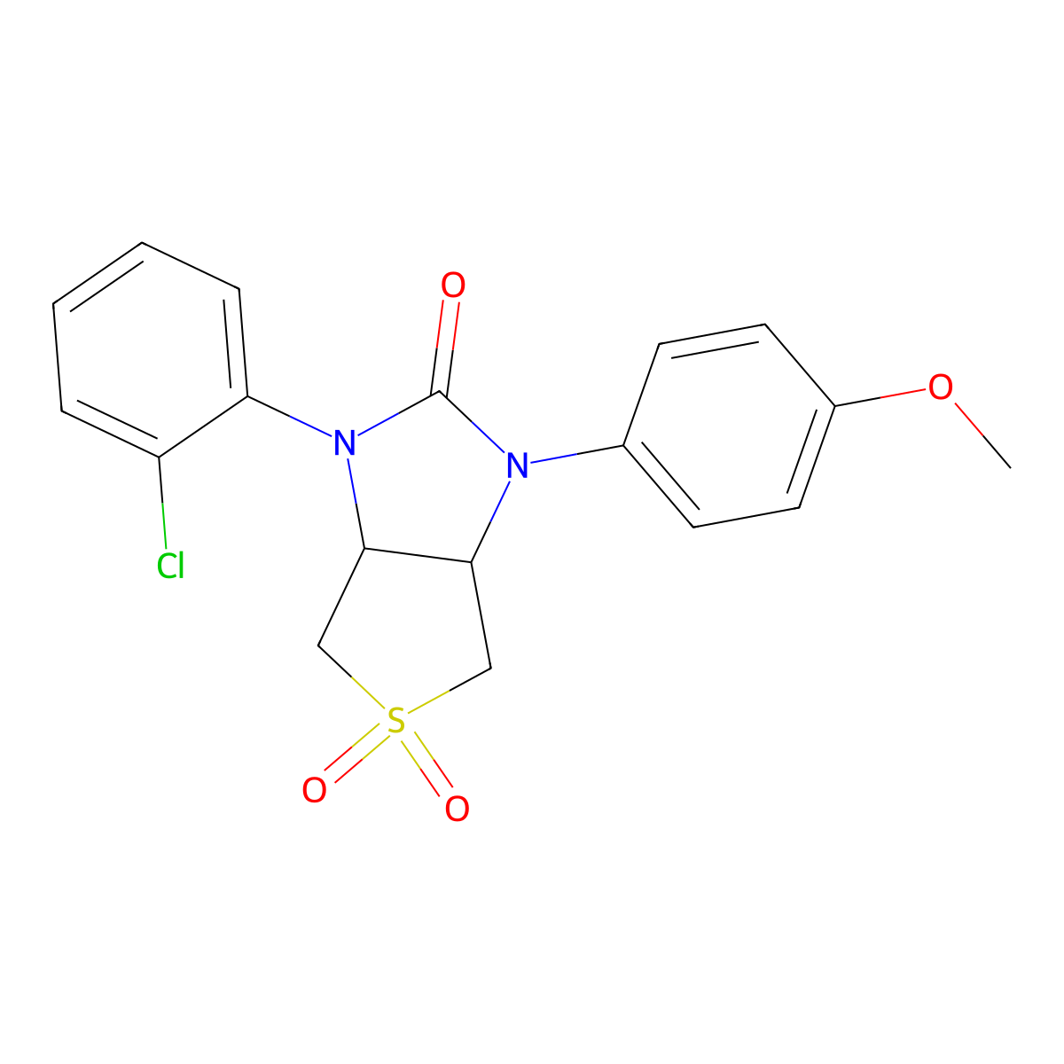 1-(2-chlorophenyl)-3-(4-methoxyphenyl)tetrahydro-1H-thieno[3,4-d]imidazol-2(3H)-one 5,5-dioxide molecular structure, CAS 537680-83-4