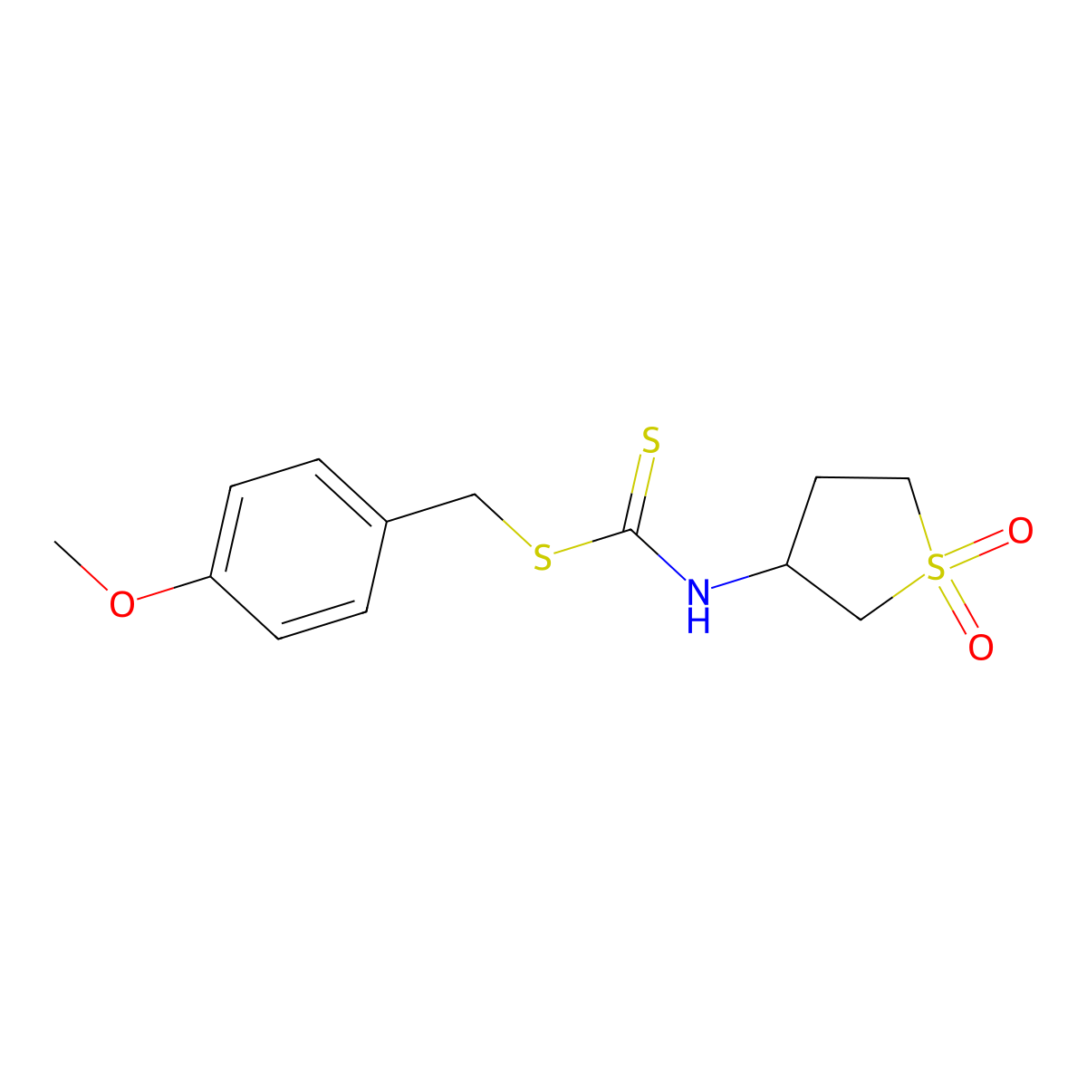 4-Methoxybenzyl (1,1-dioxidotetrahydrothiophen-3-yl)carbamodithioate molecular structure, CAS 537680-87-8