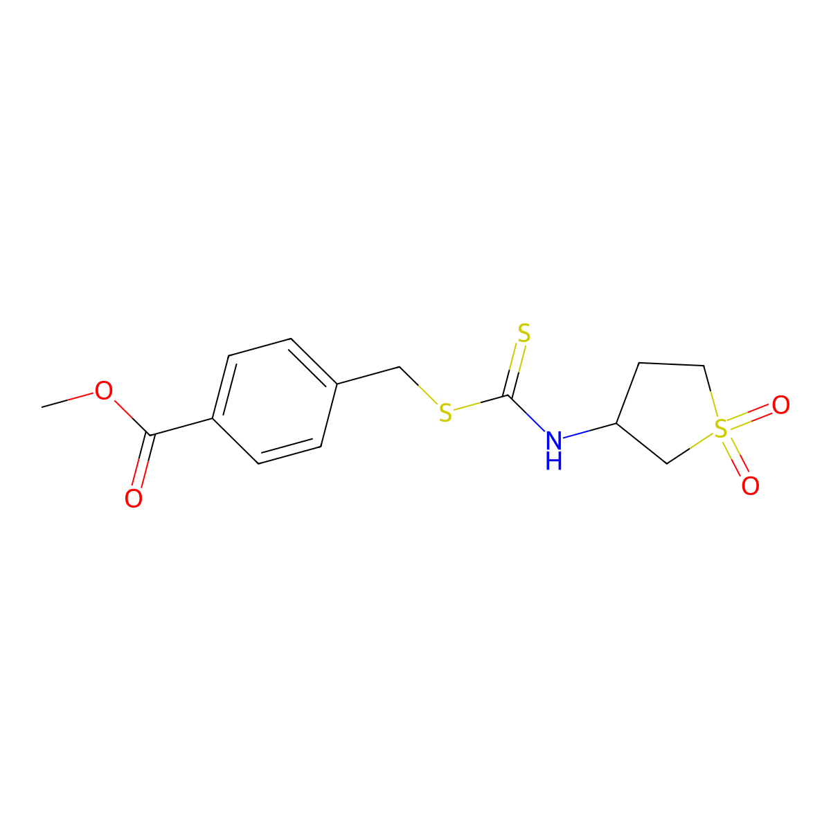 Methyl 4-[(1,1-dioxothiolan-3-yl)carbamothioylsulfanylmethyl]benzoate molecular structure, CAS 537680-88-9
