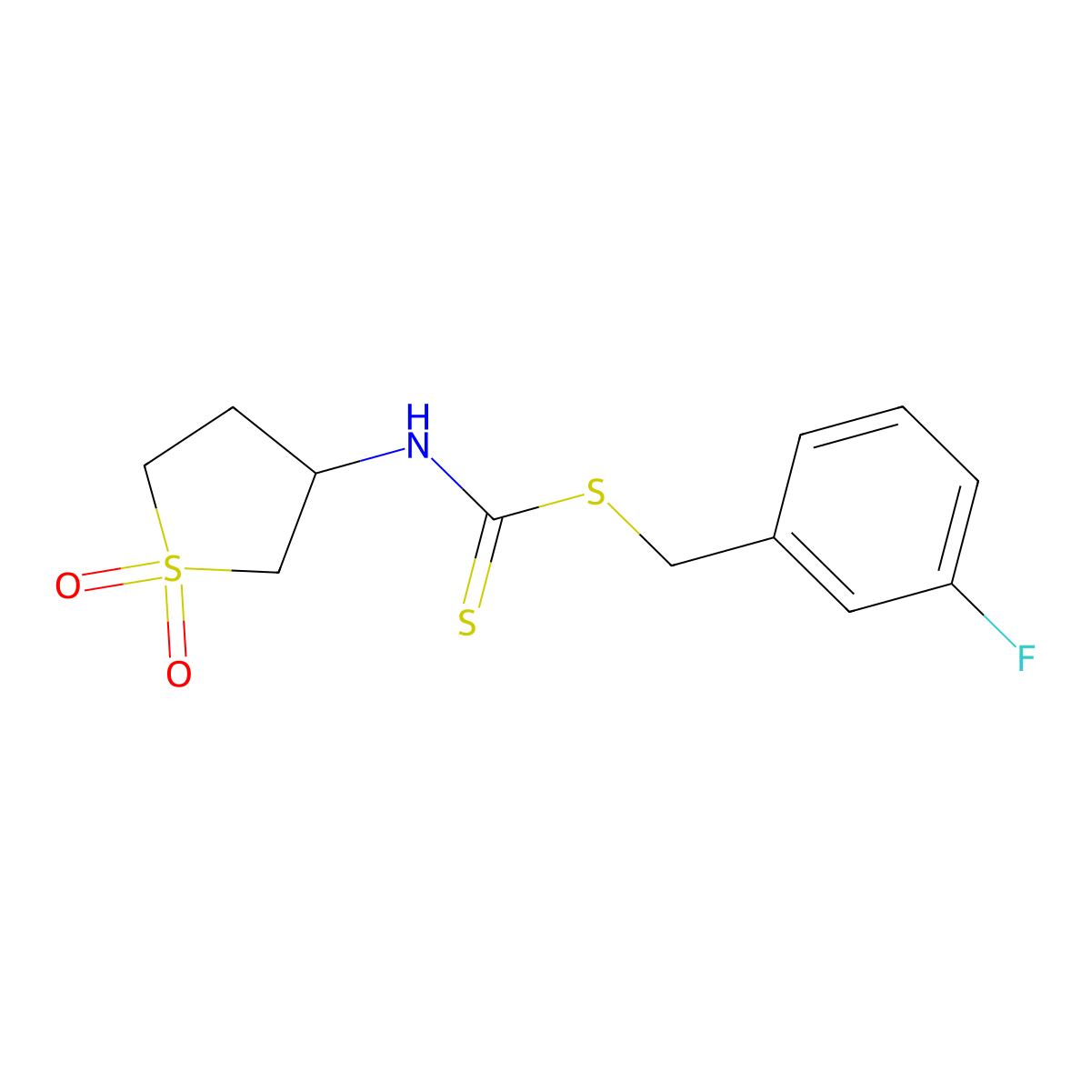 3-Fluorobenzyl (1,1-dioxidotetrahydrothiophen-3-yl)carbamodithioate molecular structure, CAS 537680-89-0
