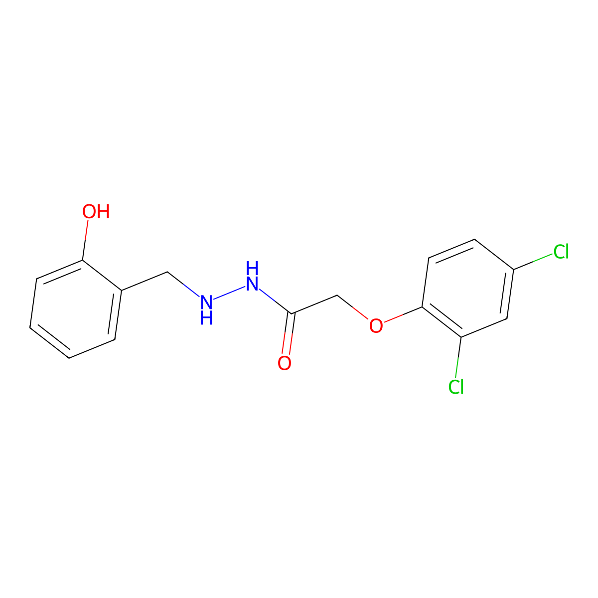 2-(2,4-dichlorophenoxy)-N'-(2-hydroxybenzyl)acetohydrazide molecular structure, CAS 537682-90-9
