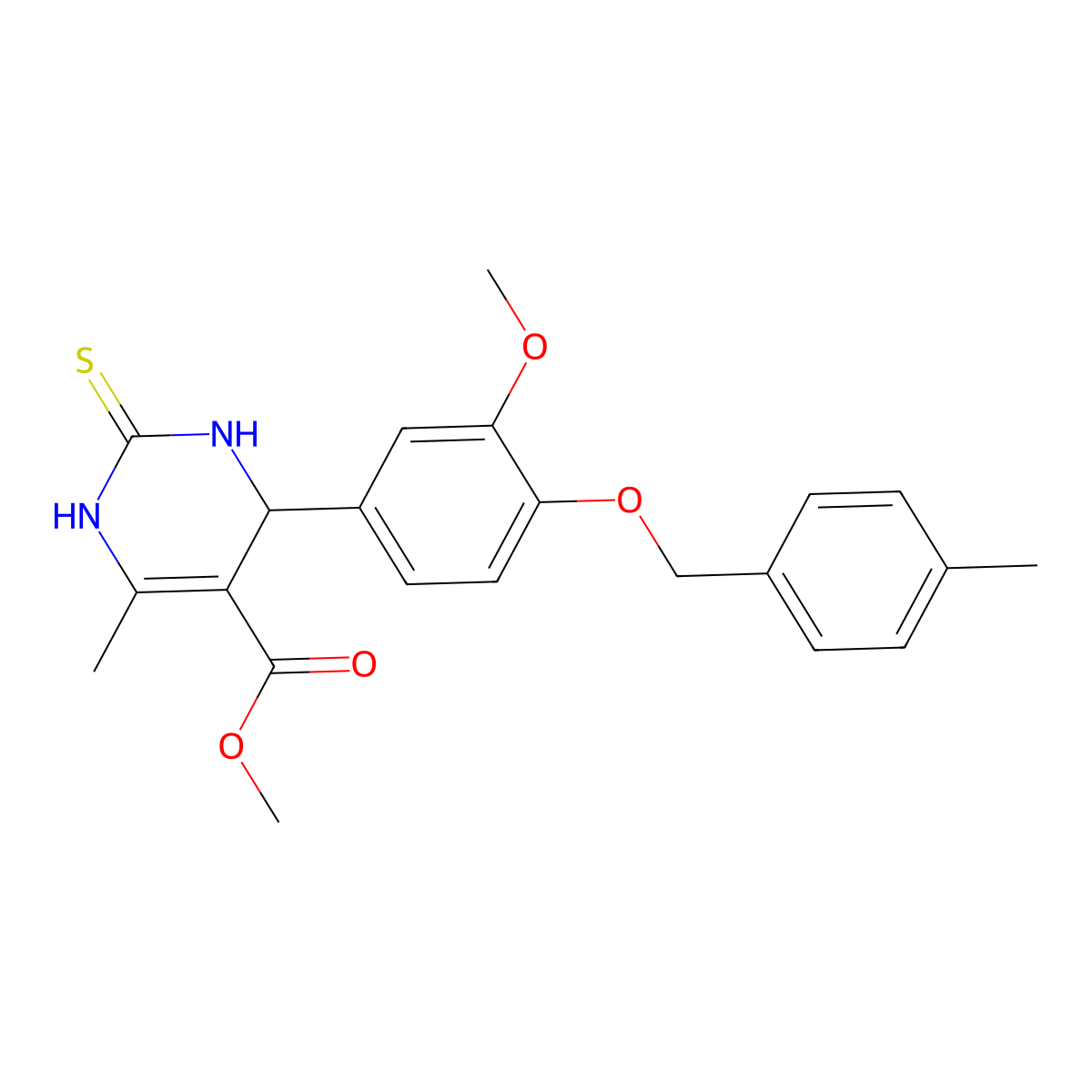 methyl 4-[3-methoxy-4-[(4-methylphenyl)methoxy]phenyl]-6-methyl-2-sulfanylidene-3,4-dihydro-1H-pyrimidine-5-carboxylate molecular structure, CAS 537687-41-5