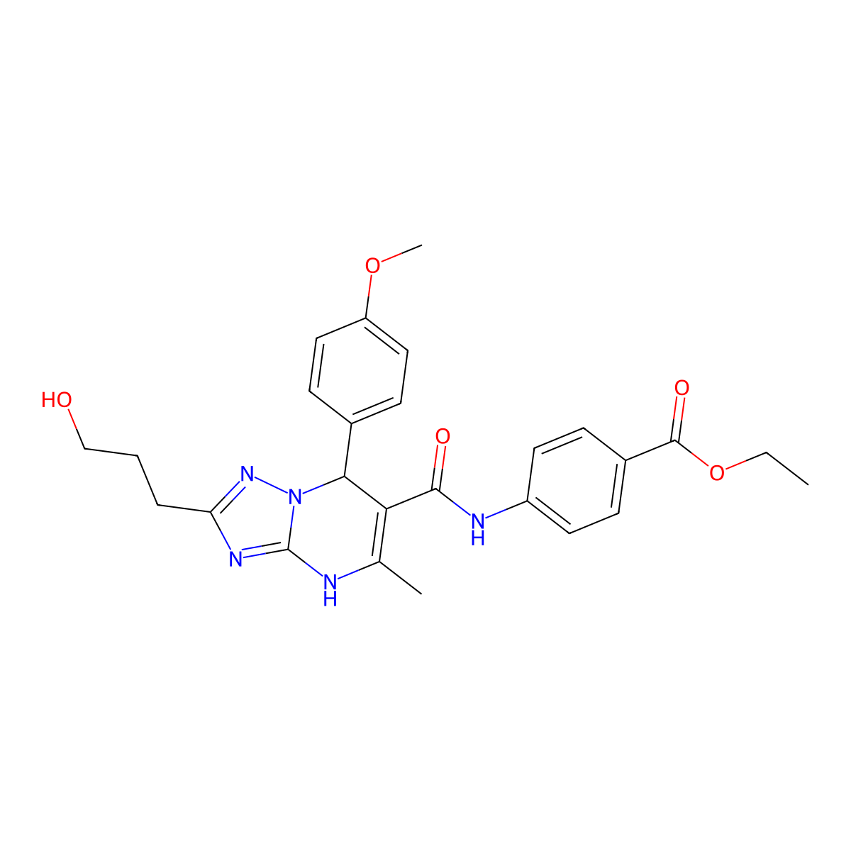 Ethyl 4-({[2-(3-hydroxypropyl)-7-(4-methoxyphenyl)-5-methyl-4,7-dihydro[1,2,4]triazolo[1,5-a]pyrimidin-6-yl]carbonyl}amino)benzoate molecular structure, CAS 537698-88-7