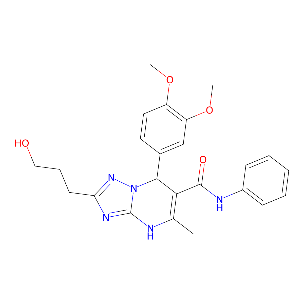 7-(3,4-dimethoxyphenyl)-2-(3-hydroxypropyl)-5-methyl-N-phenyl-4H,7H-[1,2,4]triazolo[1,5-a]pyrimidine-6-carboxamide molecular structure, CAS 537699-19-7