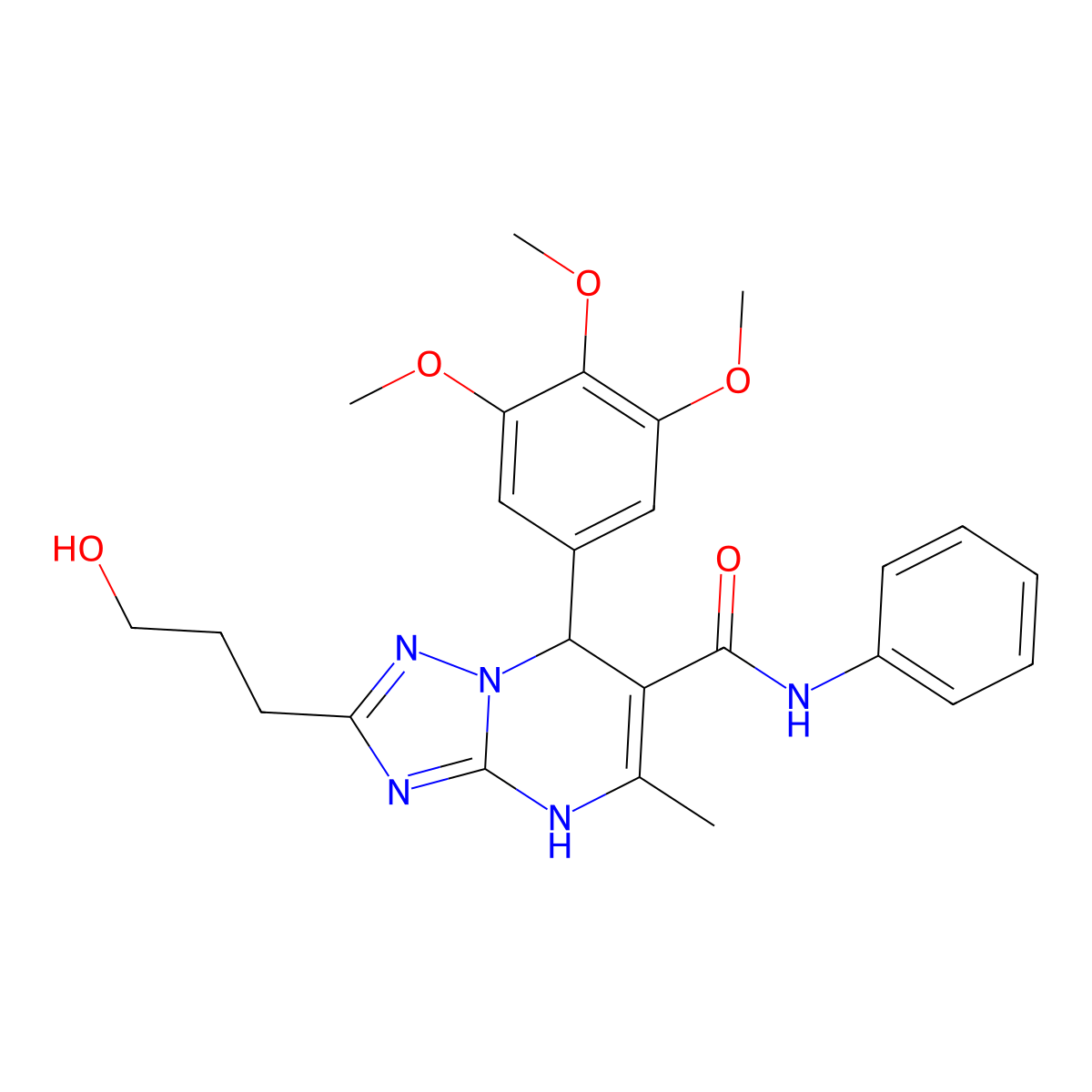 2-(3-hydroxypropyl)-5-methyl-N-phenyl-7-(3,4,5-trimethoxyphenyl)-4,7-dihydro-[1,2,4]triazolo[1,5-a]pyrimidine-6-carboxamide molecular structure, CAS 537699-96-0