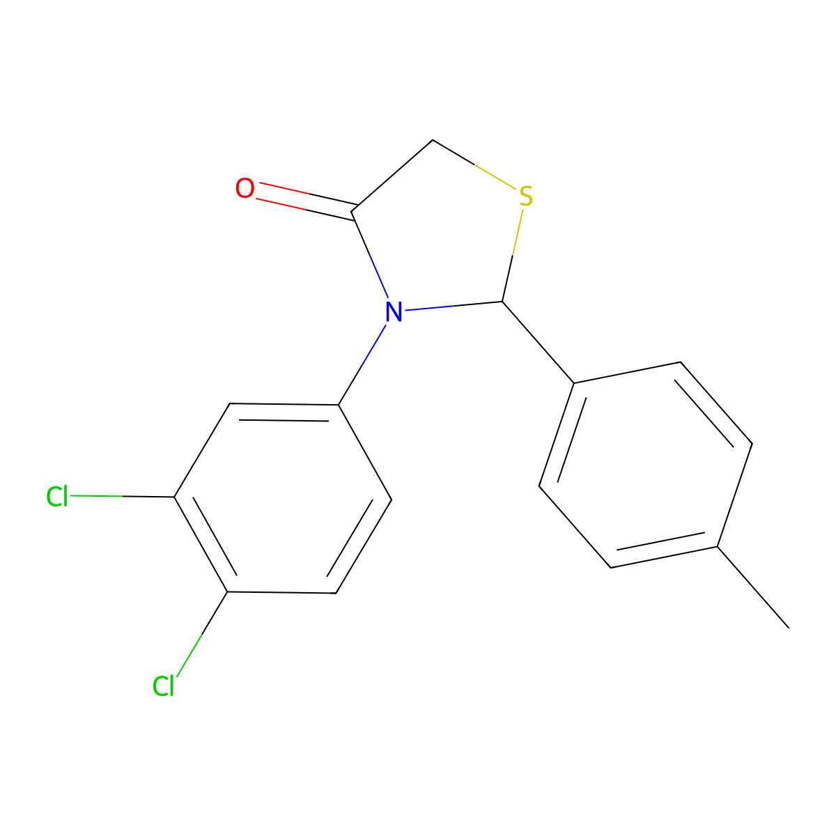 3-(3,4-Dichlorophenyl)-2-(4-methylphenyl)-1,3-thiazolidin-4-one molecular structure, CAS 5377-27-5