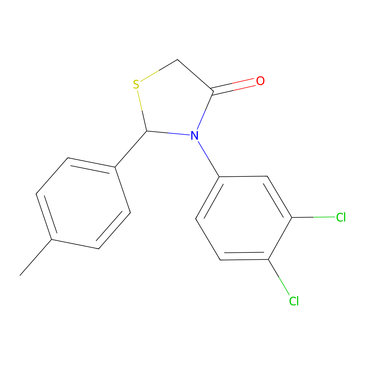3-(3,4-Dichlorophenyl)-2-(4-methylphenyl)-1,3-thiazolidin-4-one molecular structure, CAS 5377-27-5