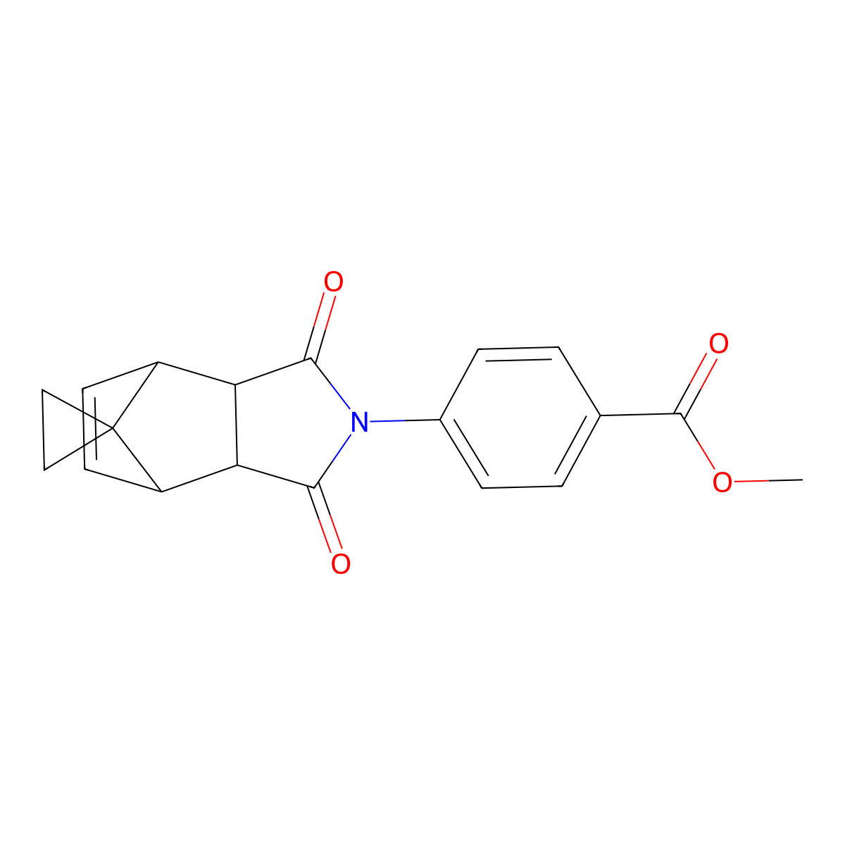 methyl 4-(1,3-dioxo-1,3,3a,4,7,7a-hexahydro-2H-spiro[2-aza-4,7-methanoisoindole-8,1'-cyclopropan]-2-yl)benzoate molecular structure, CAS 5377-87-7