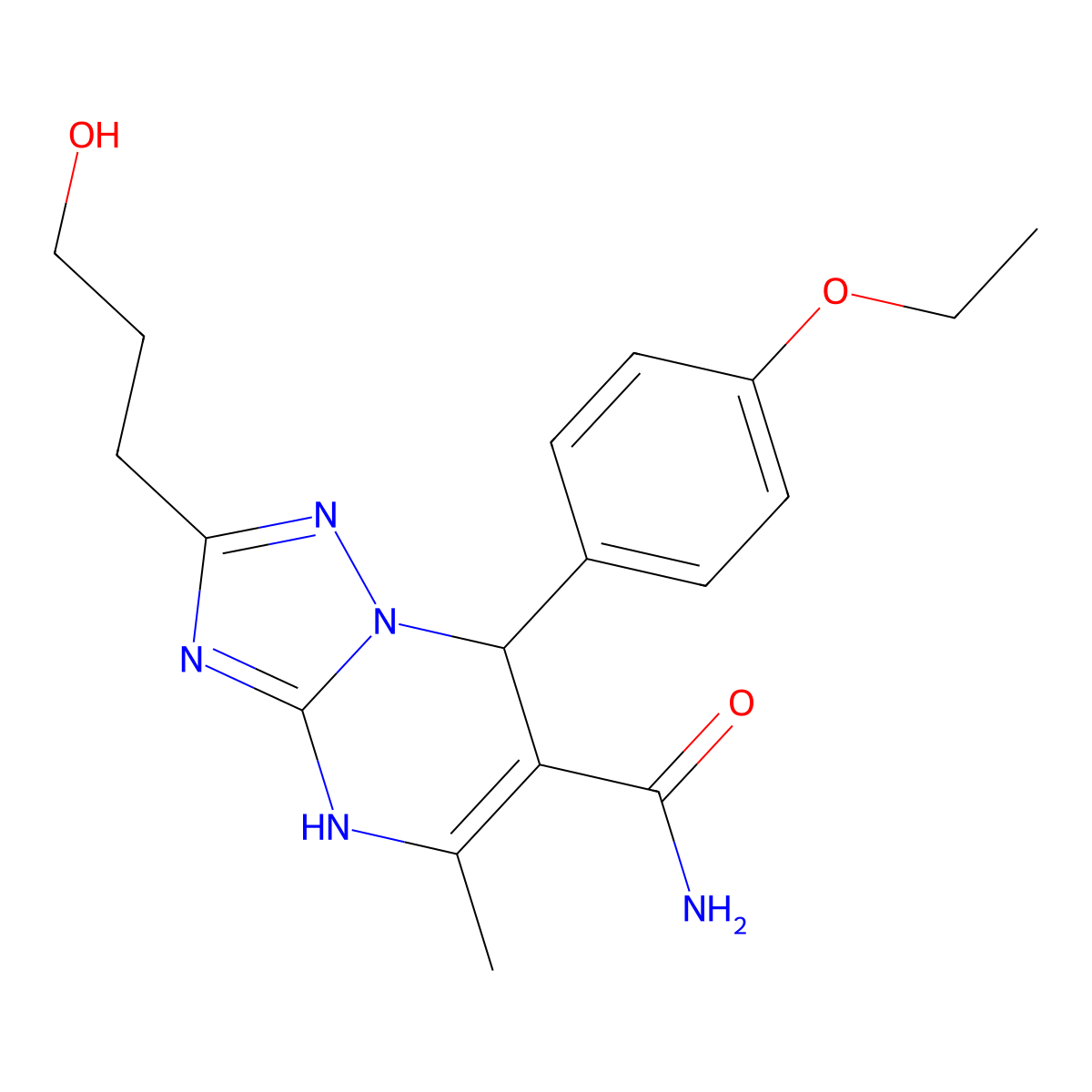 7-(4-Ethoxyphenyl)-2-(3-hydroxypropyl)-5-methyl-4,7-dihydro-[1,2,4]triazolo[1,5-a]pyrimidine-6-carboxamide molecular structure, CAS 537700-85-9
