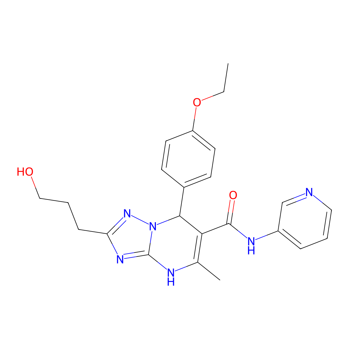 7-(4-ethoxyphenyl)-2-(3-hydroxypropyl)-5-methyl-N-pyridin-3-yl-1,7-dihydro-[1,2,4]triazolo[1,5-a]pyrimidine-6-carboxamide molecular structure, CAS 537700-87-1