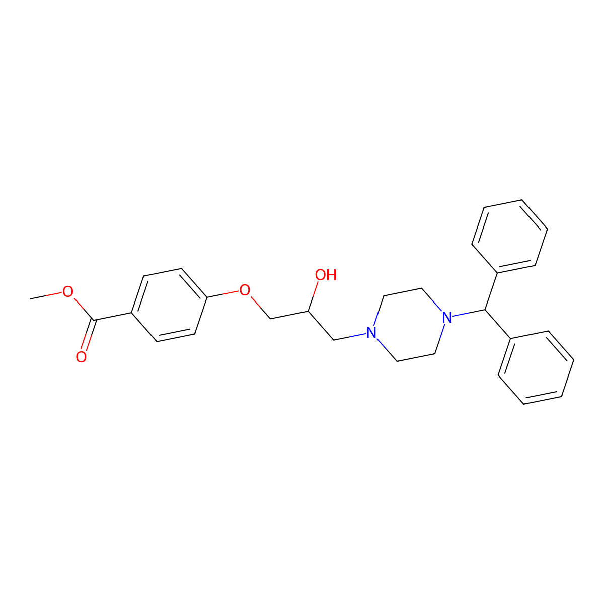 Methyl 4-(3-(4-benzhydrylpiperazin-1-yl)-2-hydroxypropoxy)benzoate molecular structure, CAS 537700-95-1