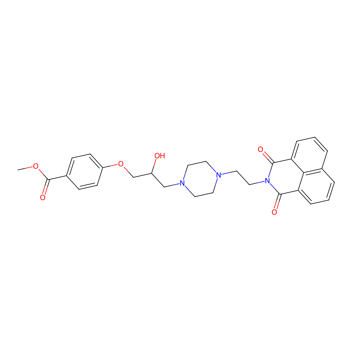 methyl 4-(3-(4-(2-(1,3-dioxo-1H-benzo[de]isoquinolin-2(3H)-yl)ethyl)piperazin-1-yl)-2-hydroxypropoxy)benzoate molecular structure, CAS 537700-96-2
