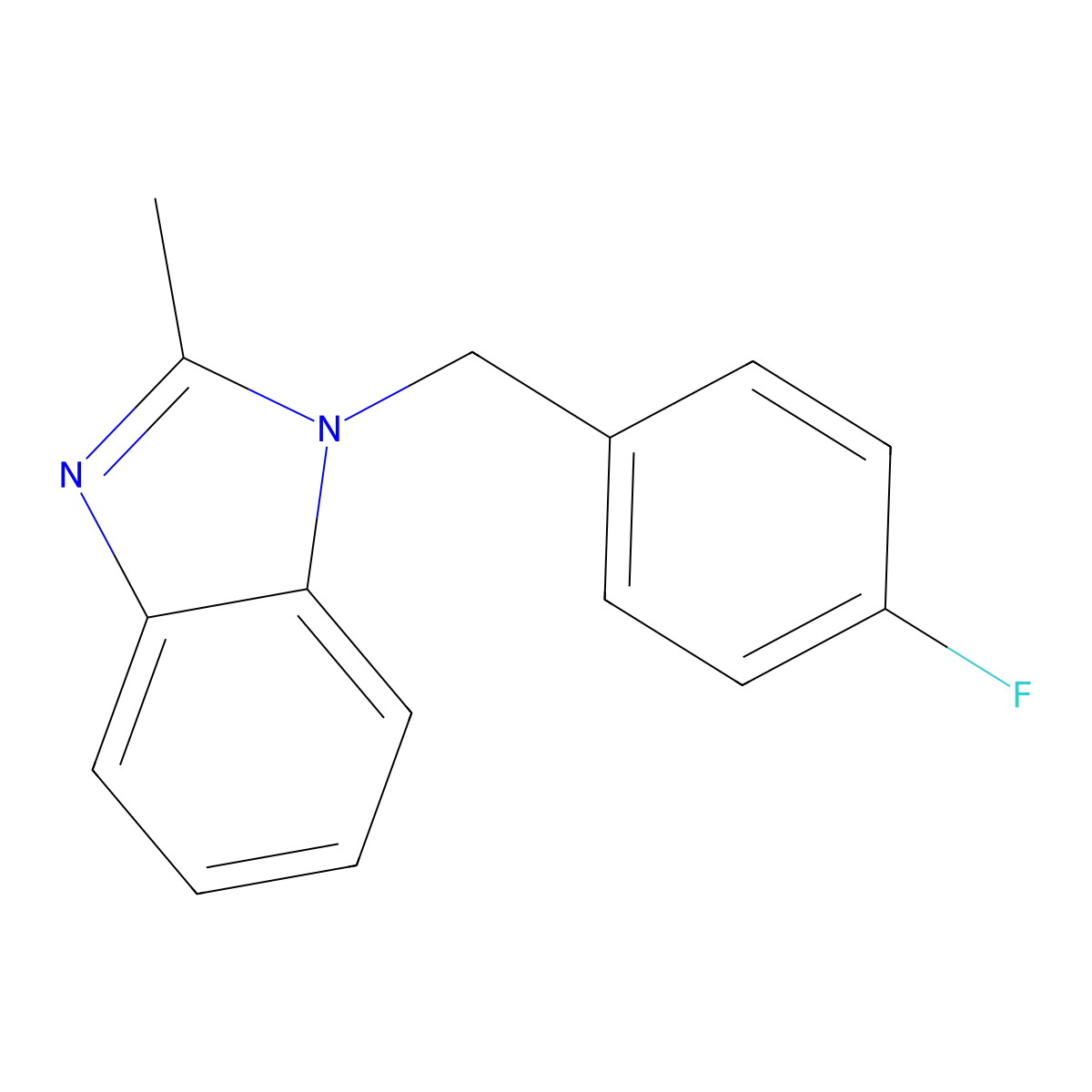 1-[(4-fluorophenyl)methyl]-2-methyl-1H-1,3-benzodiazole molecular structure, CAS 537701-05-6