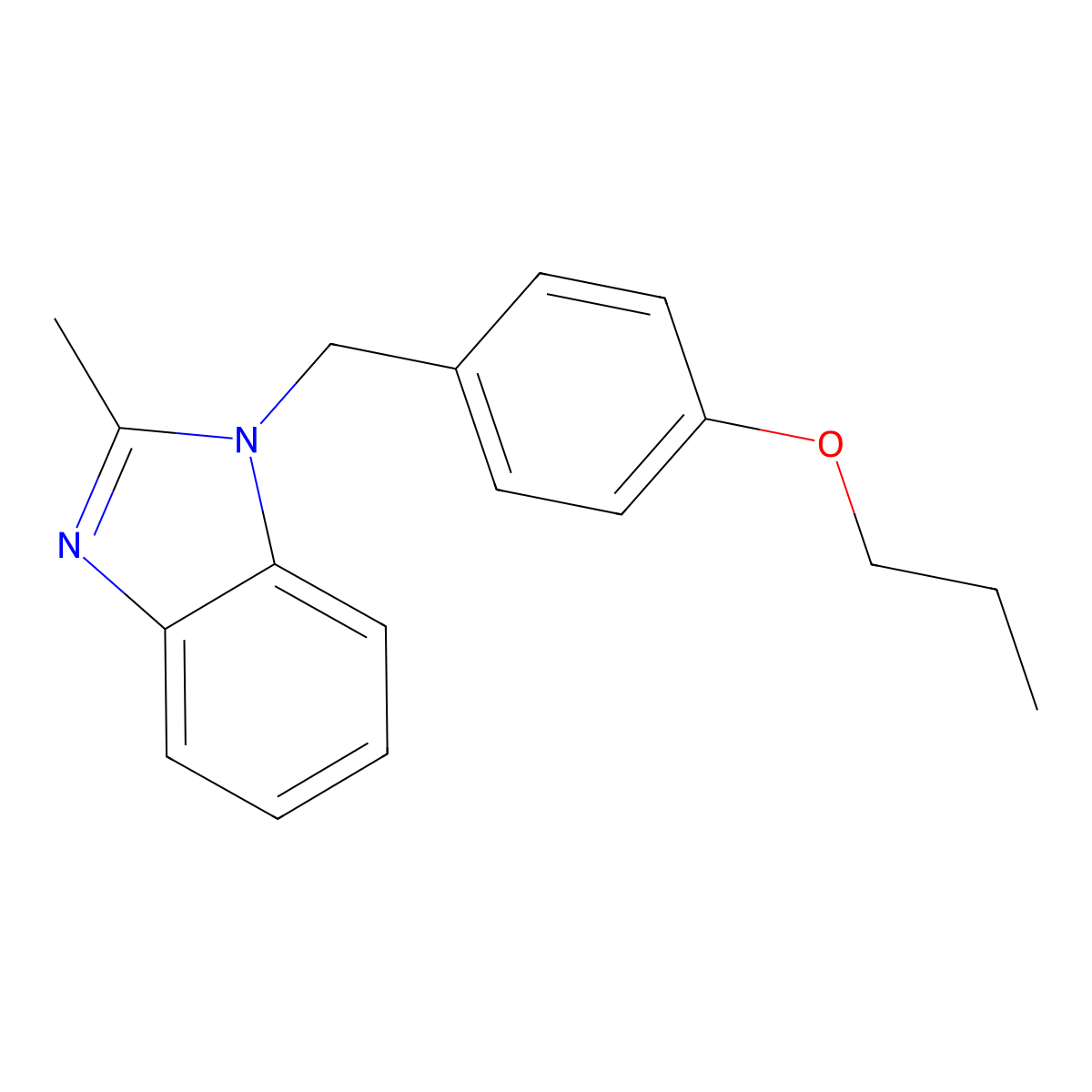 2-methyl-1-(4-propoxybenzyl)-1H-benzo[d]imidazole molecular structure, CAS 537701-07-8