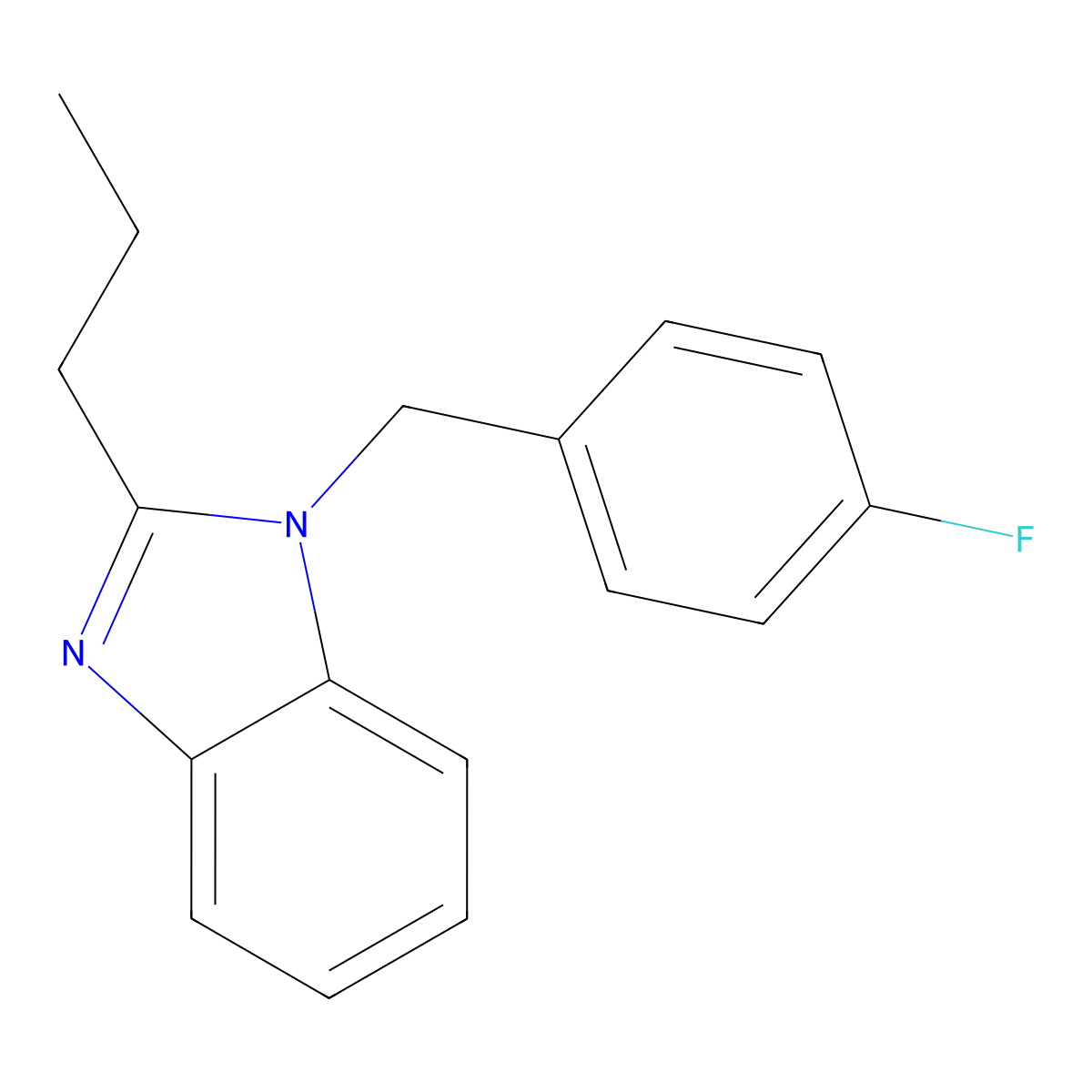 1-[(4-Fluorophenyl)methyl]-2-propylbenzimidazole molecular structure, CAS 537701-13-6