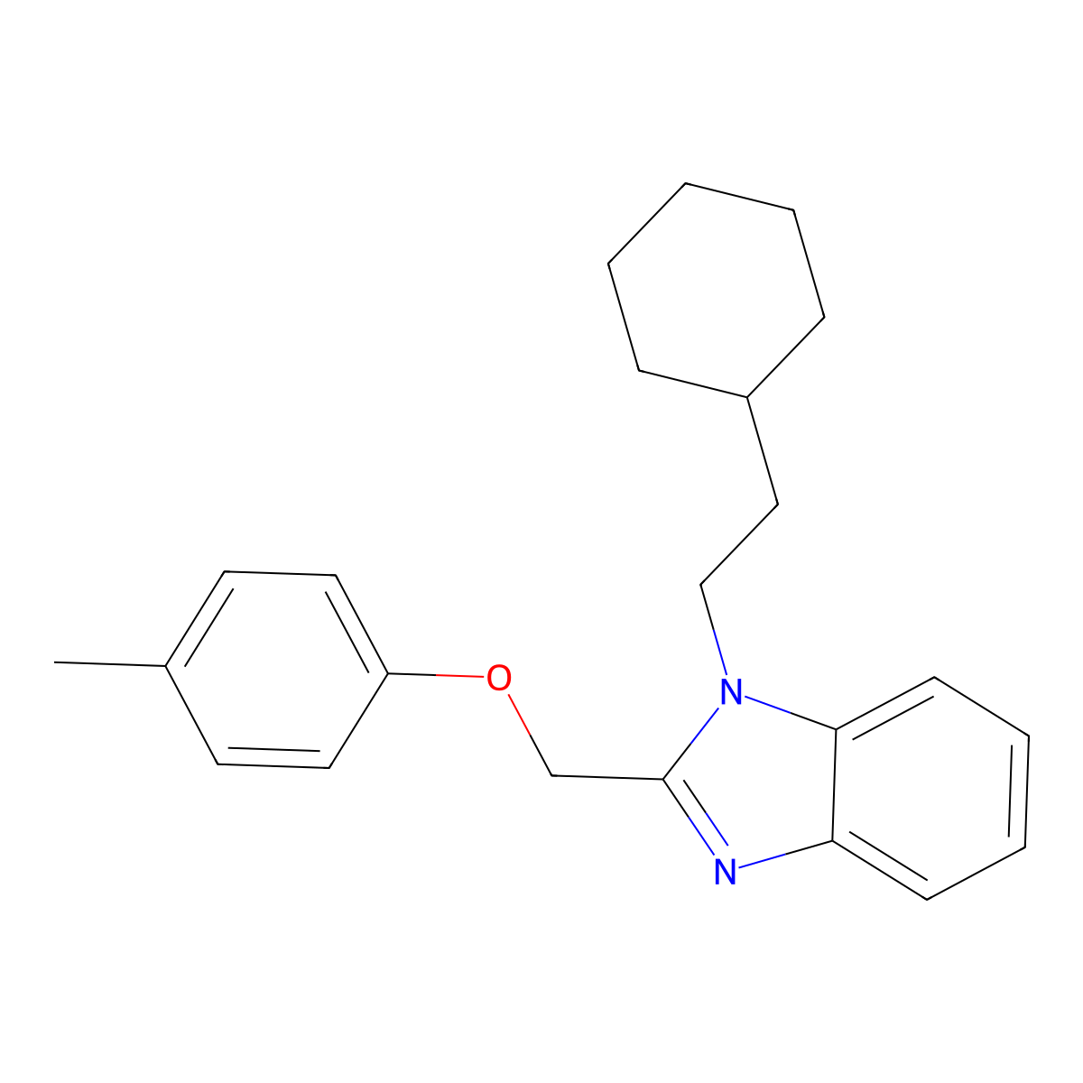 1-(2-cyclohexylethyl)-2-((p-tolyloxy)methyl)-1H-benzo[d]imidazole molecular structure, CAS 537701-83-0