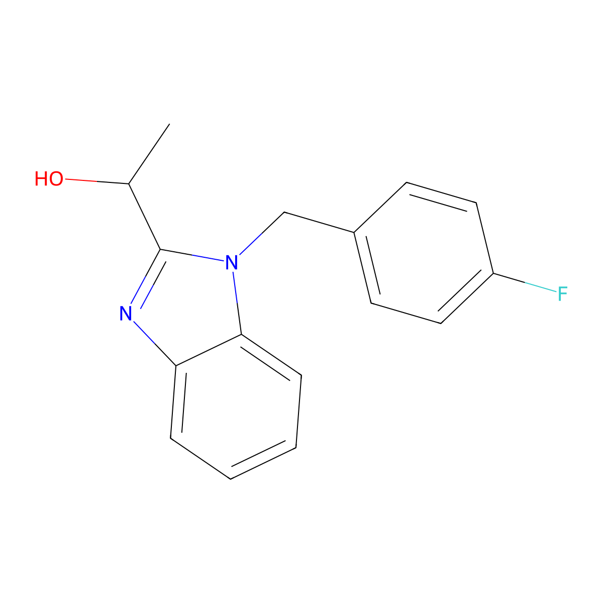 1-[1-[(4-Fluorophenyl)methyl]benzimidazol-2-yl]ethanol molecular structure, CAS 537702-01-5