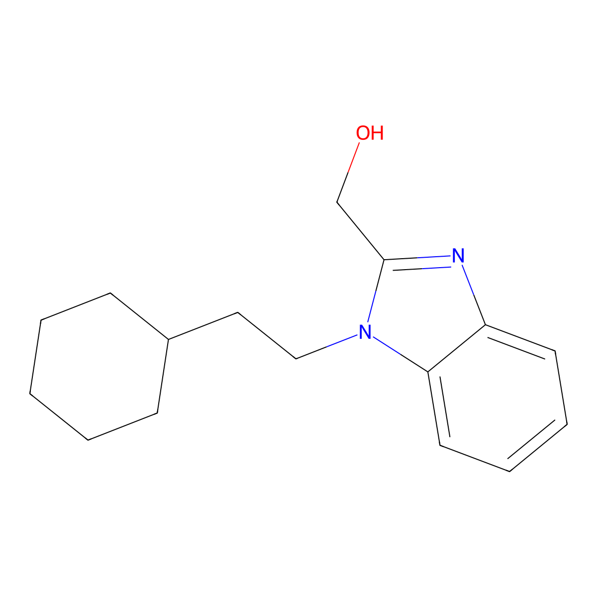 (1-(2-cyclohexylethyl)-1H-benzo[d]imidazol-2-yl)methanol molecular structure, CAS 537702-17-3