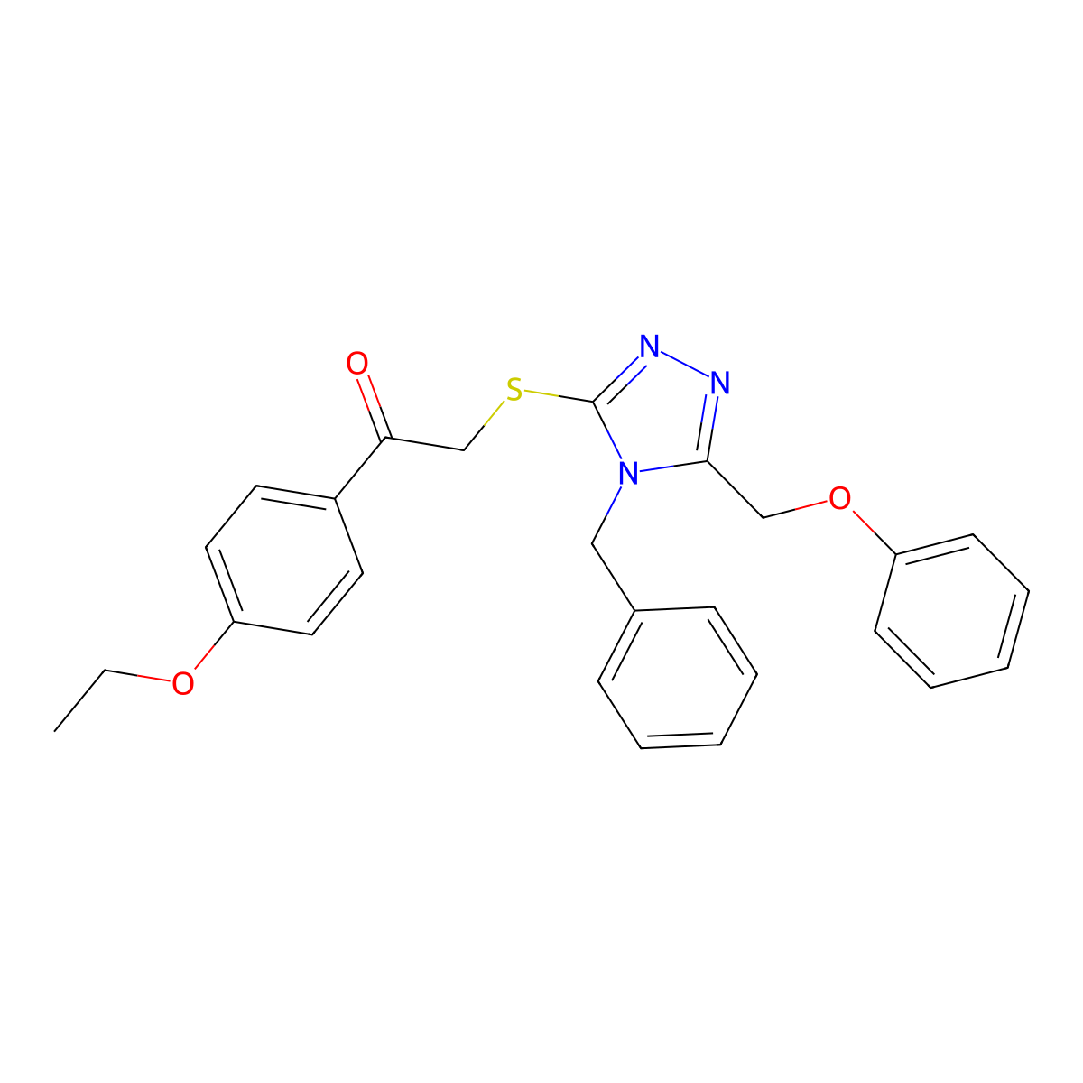 2-{[4-Benzyl-5-(phenoxymethyl)-4H-1,2,4-triazol-3-YL]sulfanyl}-1-(4-ethoxyphenyl)ethan-1-one molecular structure, CAS 537702-43-5