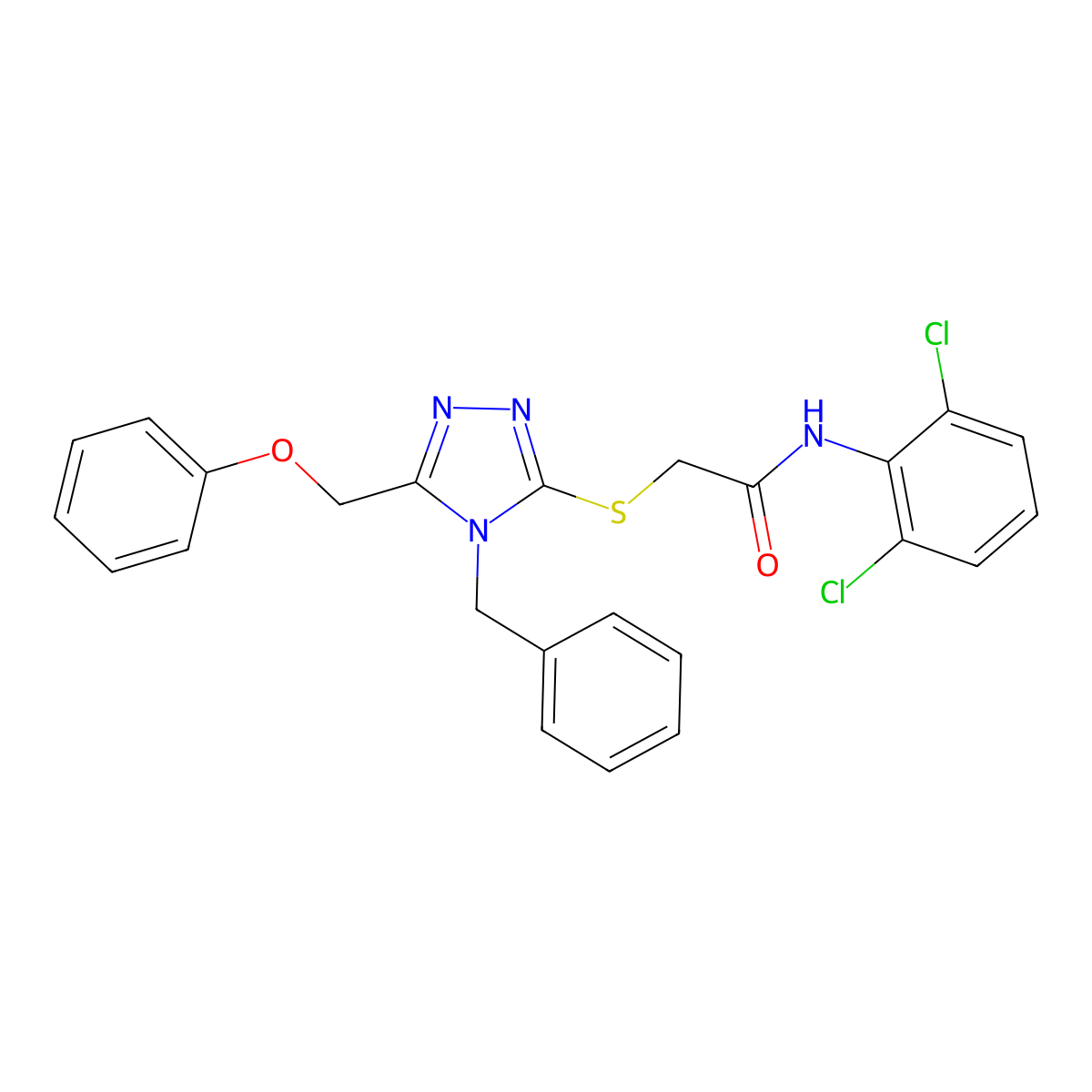 2-[[4-benzyl-5-(phenoxymethyl)-1,2,4-triazol-3-yl]sulfanyl]-N-(2,6-dichlorophenyl)acetamide molecular structure, CAS 537702-73-1